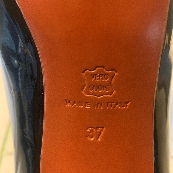 Lanvin Women's 4" Heel Black Patent Leather Platform Peep Toe Pump Heel Size 7 - Picture 12 of 12